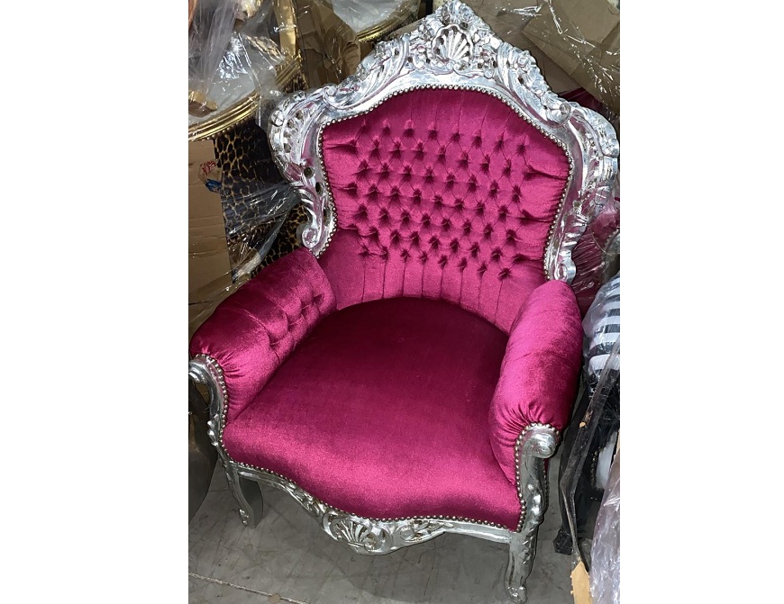 HKO-272.Kreslo strieborná fuchsia
